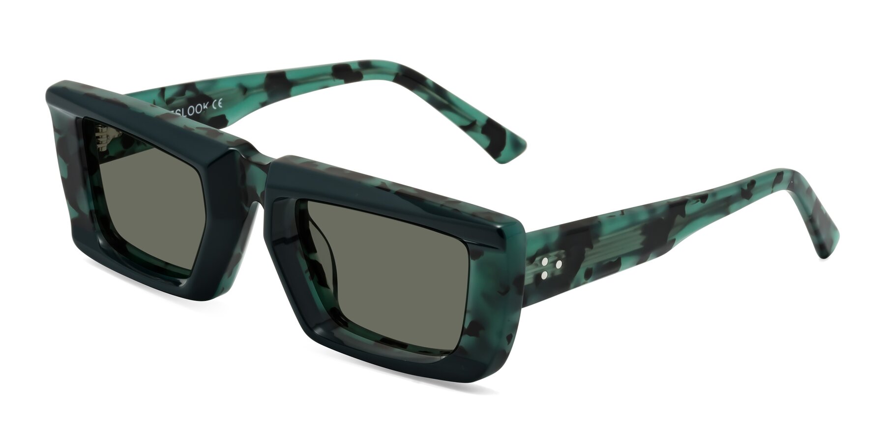 Angle of Hasan in Forest Green-Green Tortoise with Gray Polarized Lenses