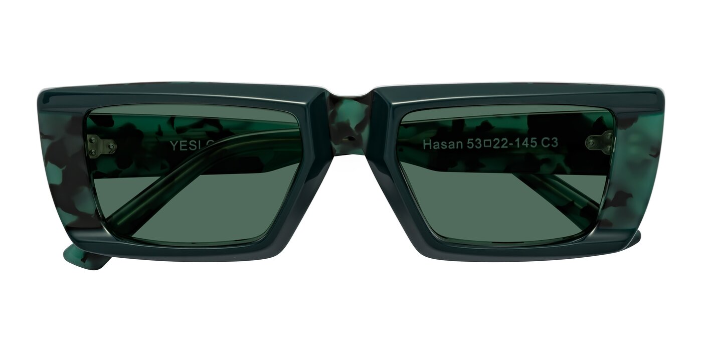 Hasan - Forest Green / Green Tortoise Polarized Sunglasses