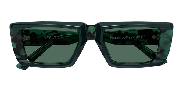 Front of Hasan in Forest Green/Green Tortoise