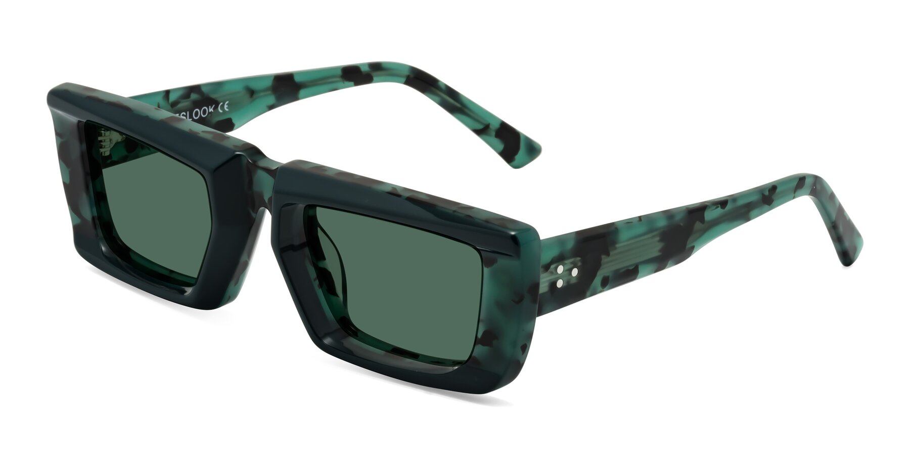 Angle of Hasan in Forest Green/Green Tortoise with Green Polarized Lenses