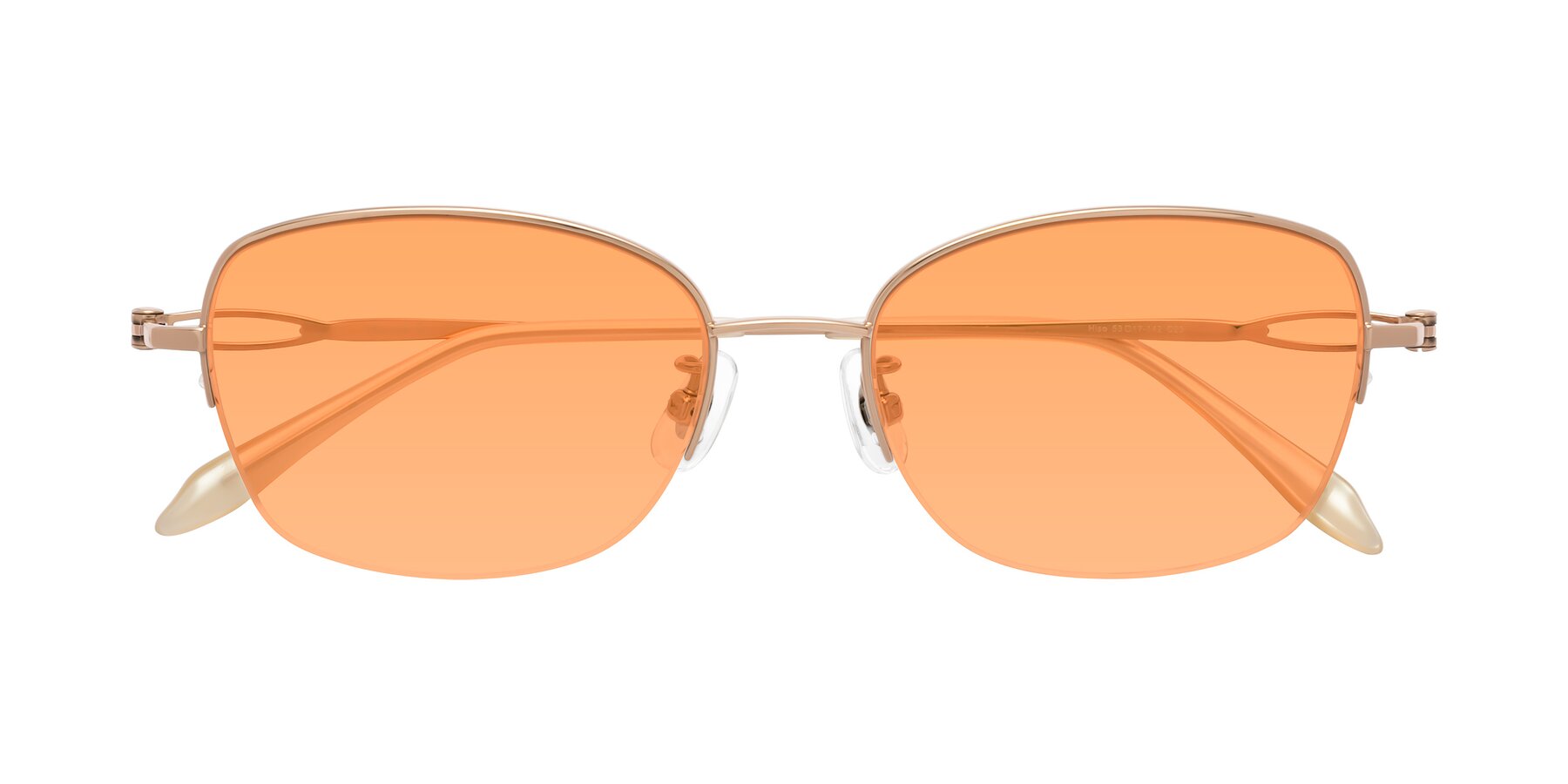 Folded Front of Hiso in Gold with Medium Orange Tinted Lenses