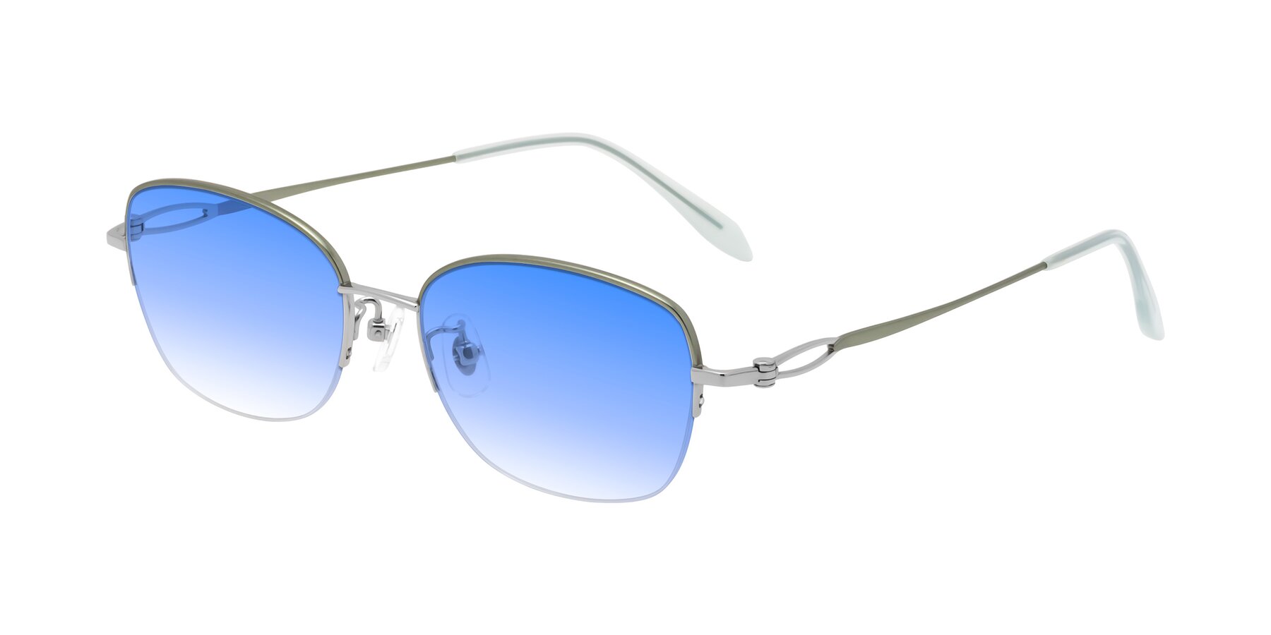 Angle of Hiso in Light Green with Blue Gradient Lenses