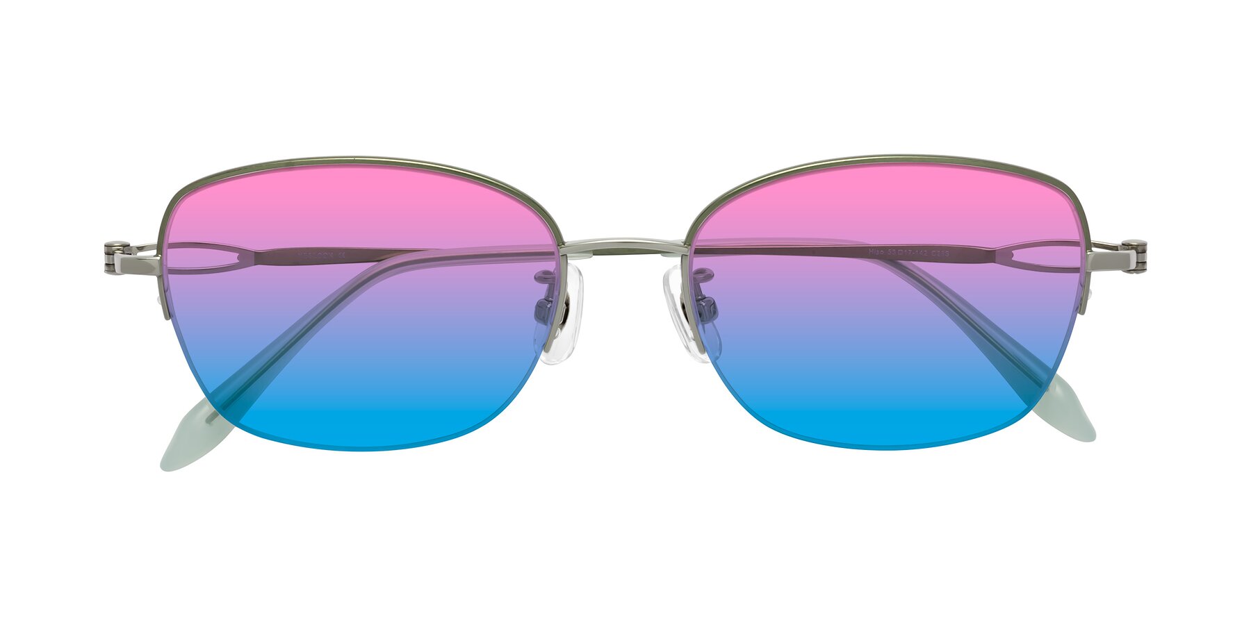 Folded Front of Hiso in Light Green with Pink / Blue Gradient Lenses