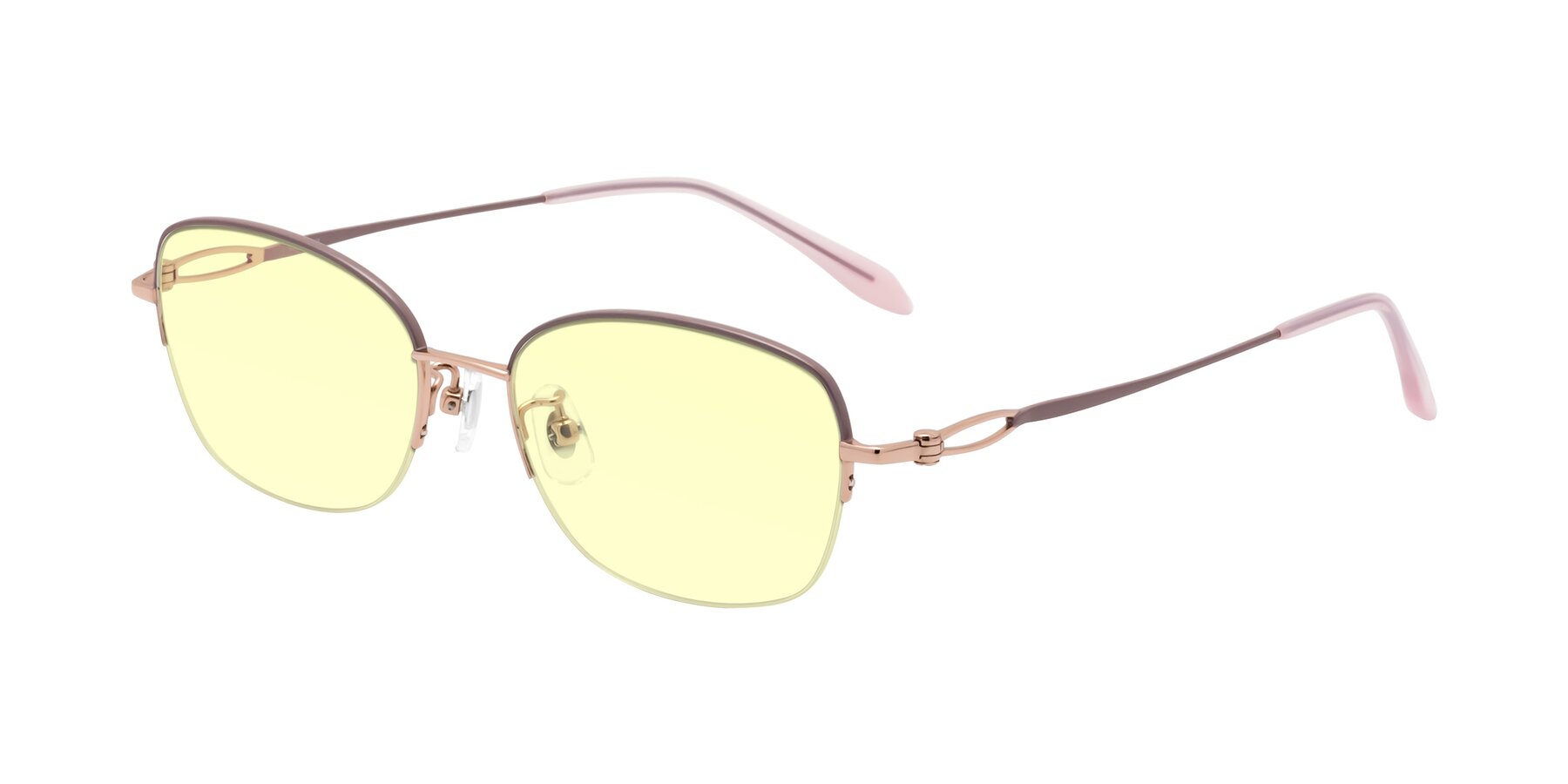 Angle of Hiso in Dusty Rose with Light Yellow Tinted Lenses