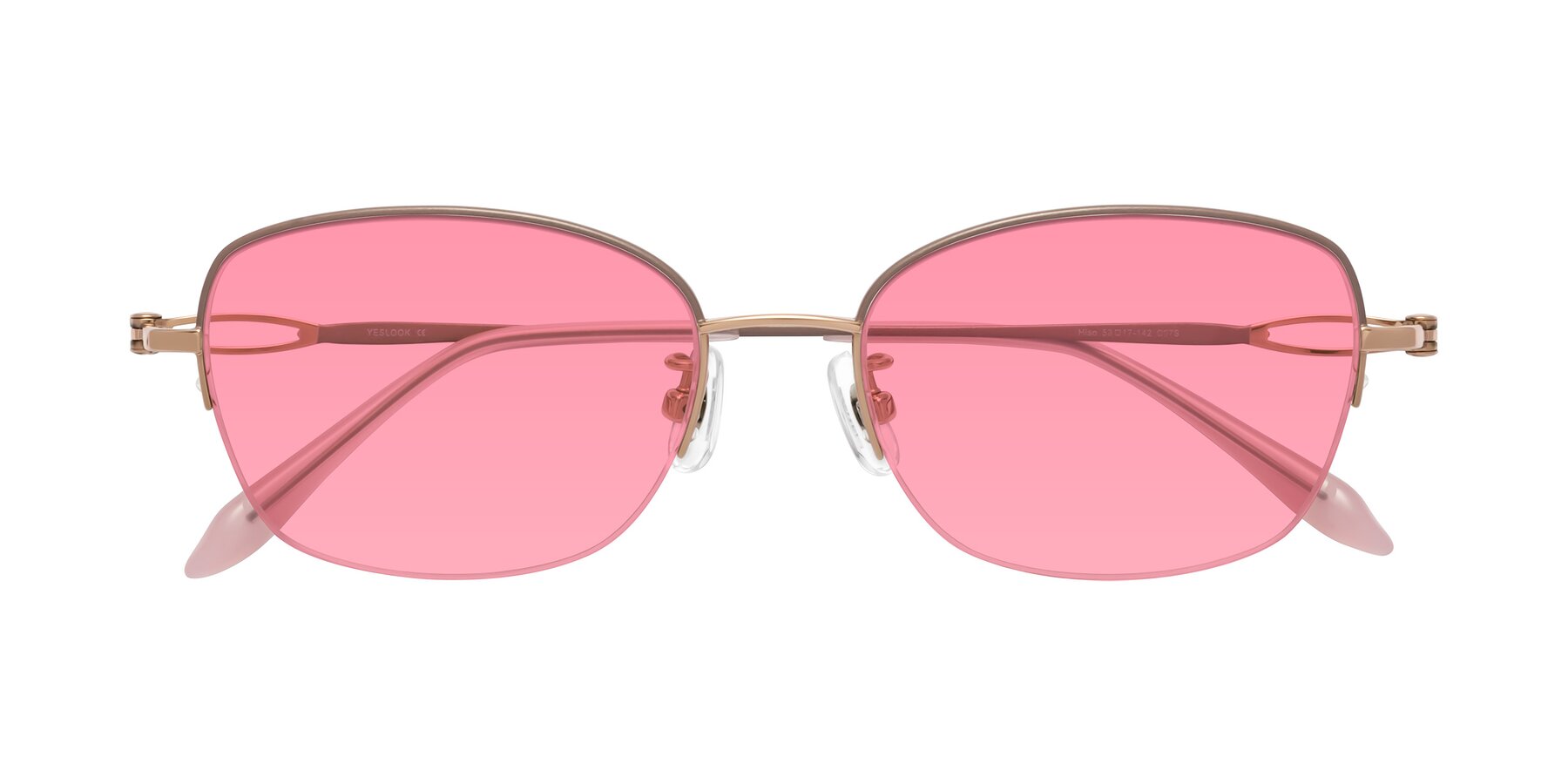 Folded Front of Hiso in Dusty Rose with Pink Tinted Lenses