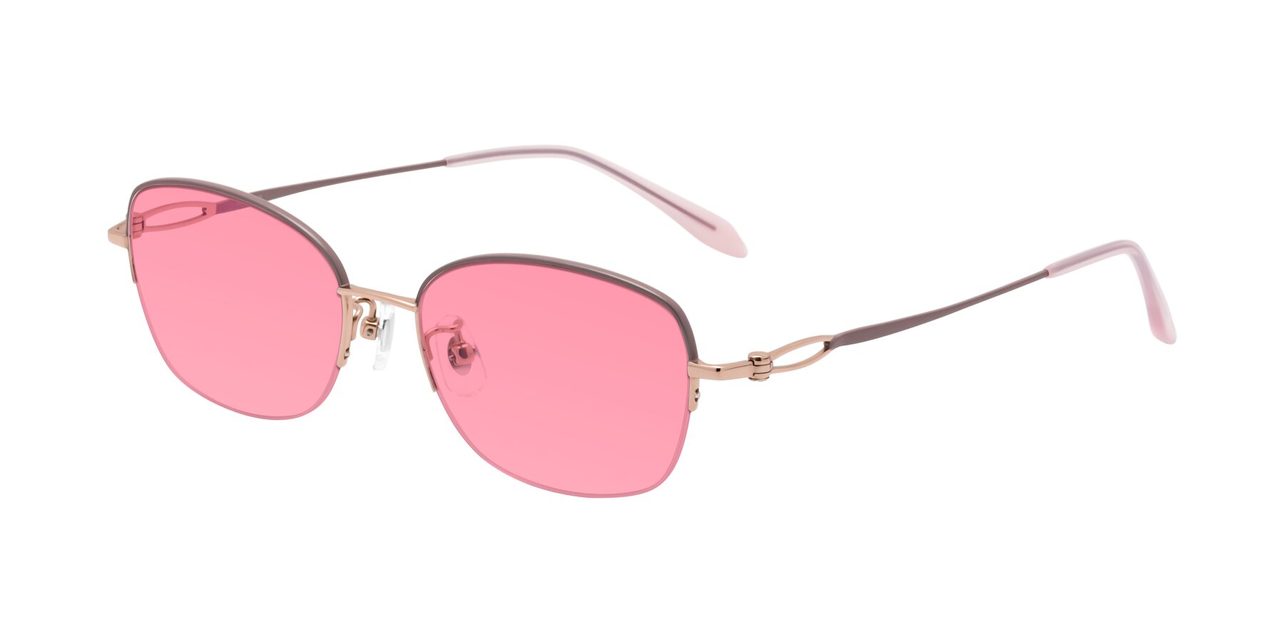 Angle of Hiso in Dusty Rose with Pink Tinted Lenses