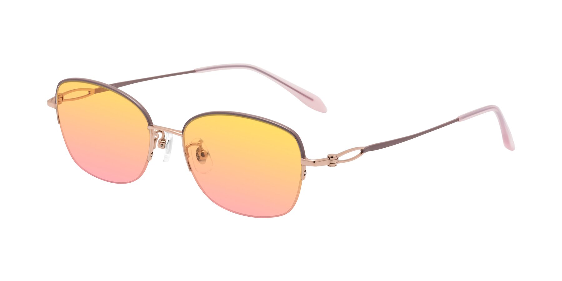 Angle of Hiso in Dusty Rose with Yellow / Pink Gradient Lenses