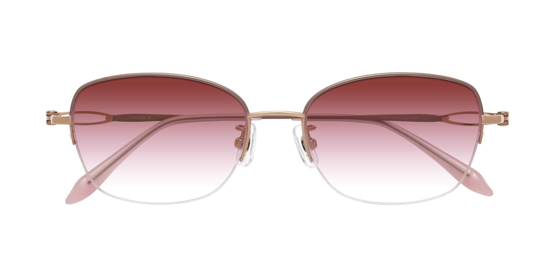 Folded Front of Hiso in Dusty Rose with Garnet Gradient Lenses