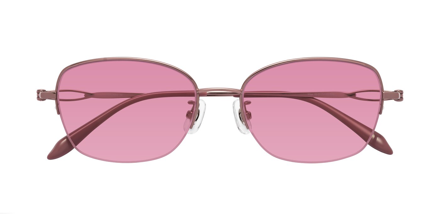 Black Magnesium Alloy Rectangle Semi-Rimless Tinted Sunglasses with Medium Brown Sunwear Lenses - Hamiti
