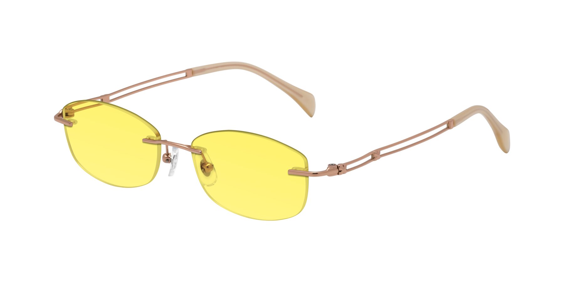 Angle of Washa in Rose Gold with Medium Yellow Tinted Lenses