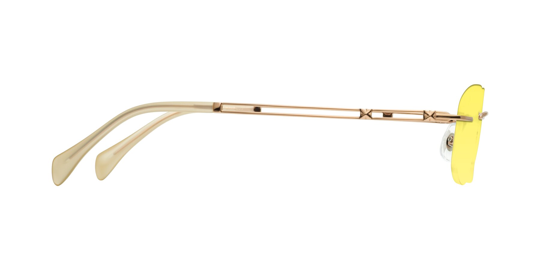 Side of Washa in Rose Gold with Medium Yellow Tinted Lenses
