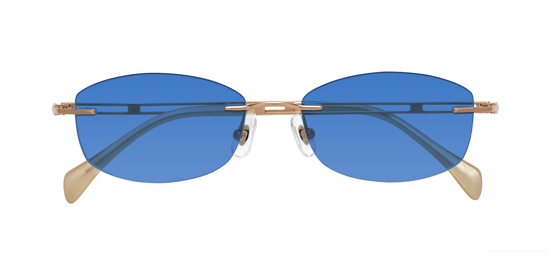 Folded Front of Washa in Rose Gold with Blue Tinted Lenses