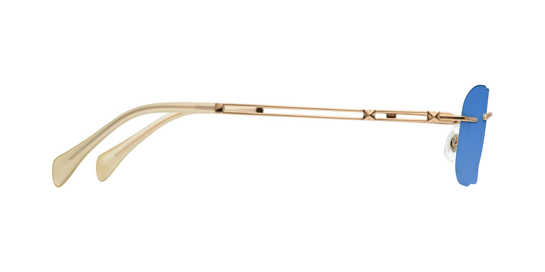 Side of Washa in Rose Gold with Blue Tinted Lenses