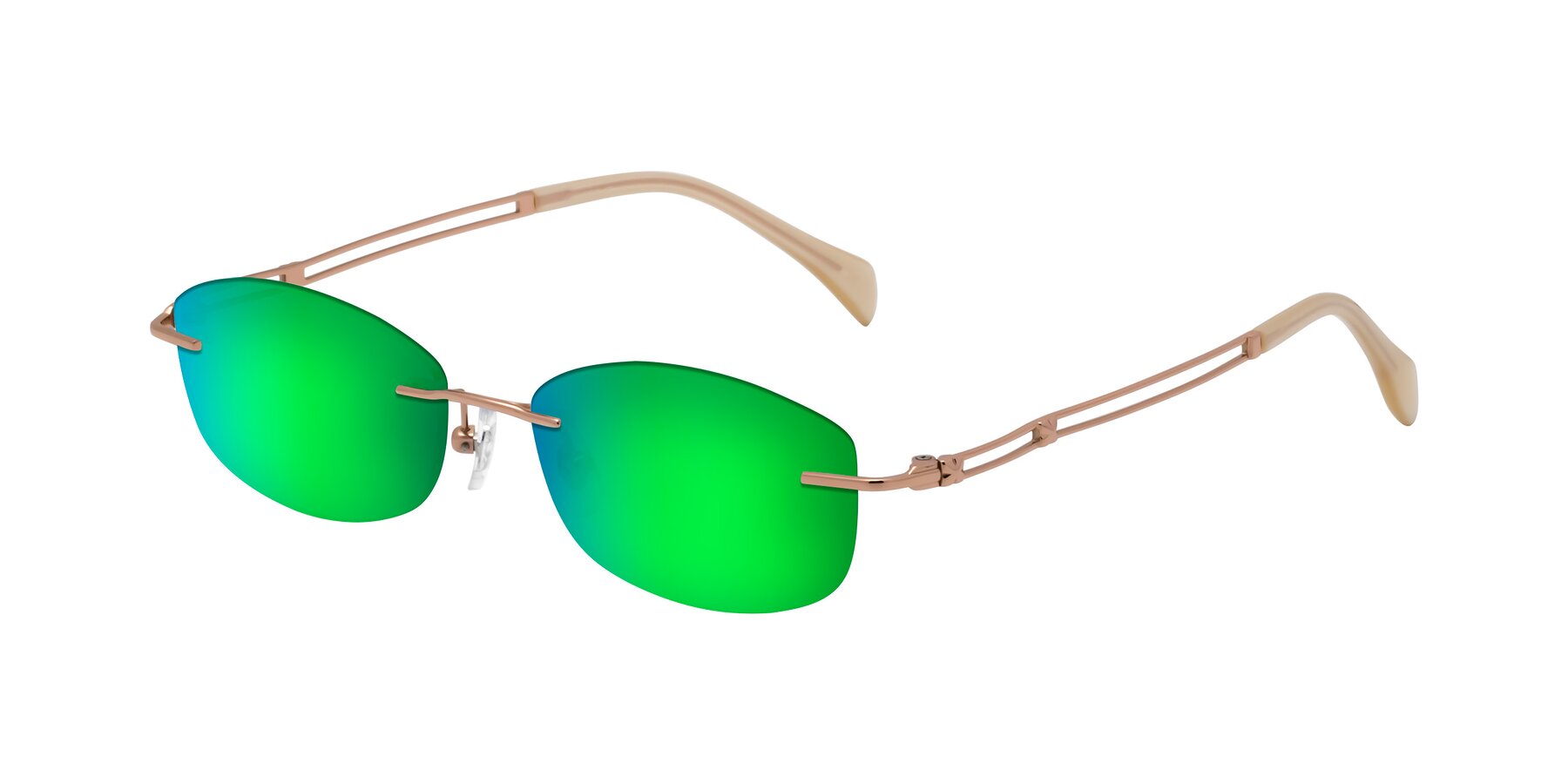 Angle of Washa in Rose Gold with Green Mirrored Lenses