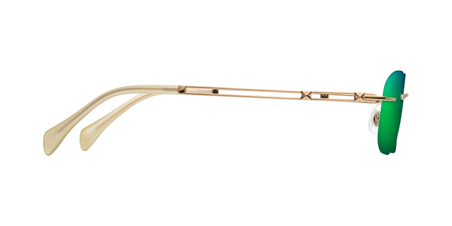 Side of Washa in Rose Gold with Green Mirrored Lenses