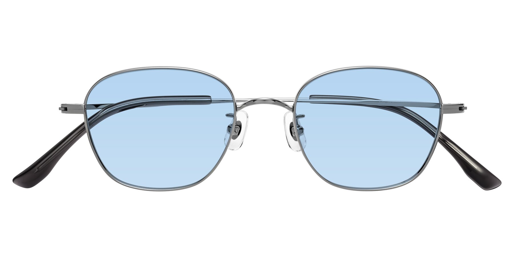 Folded Front of Jelo in Silver with Light Blue Tinted Lenses