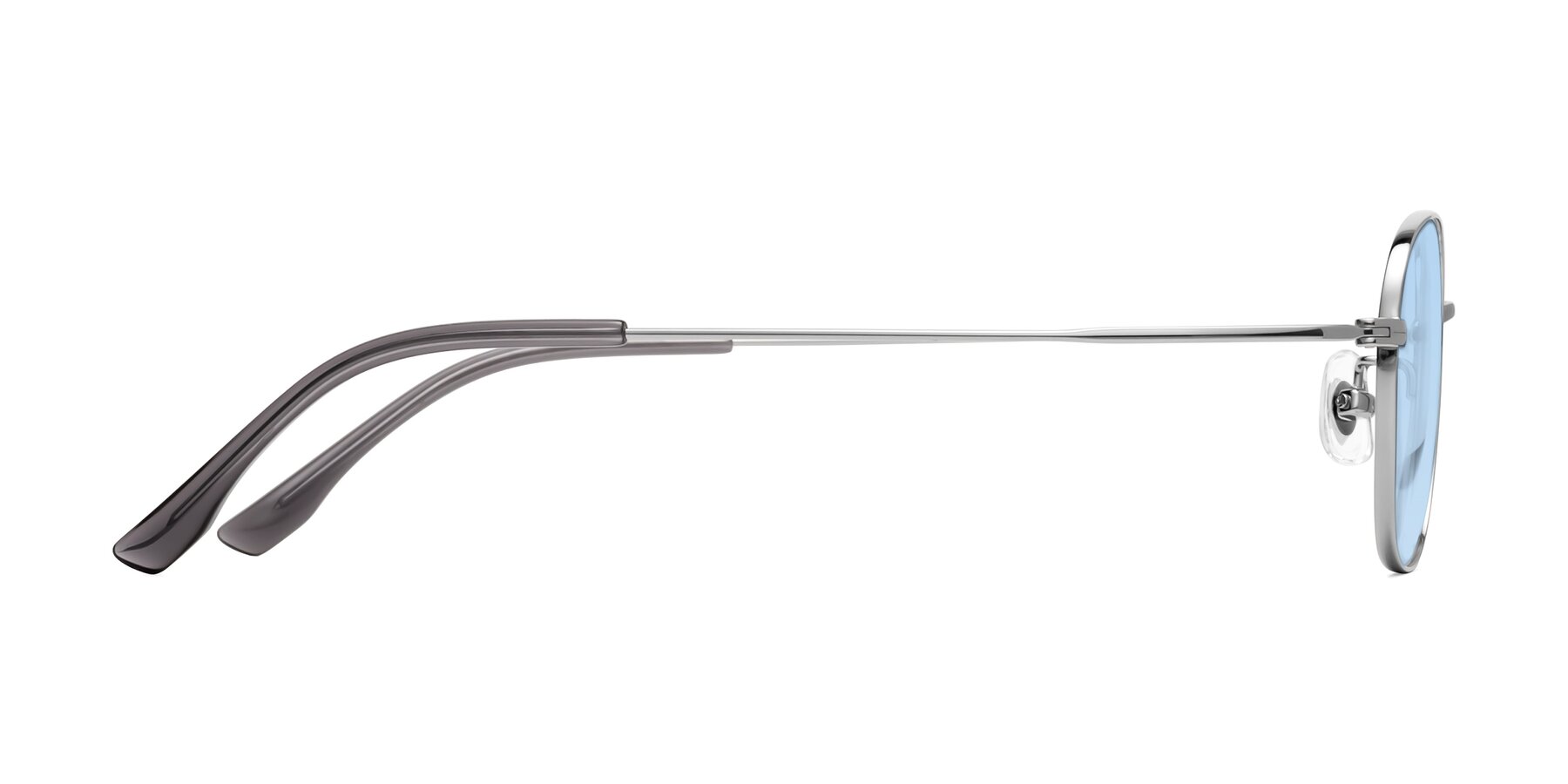 Side of Jelo in Silver with Light Blue Tinted Lenses