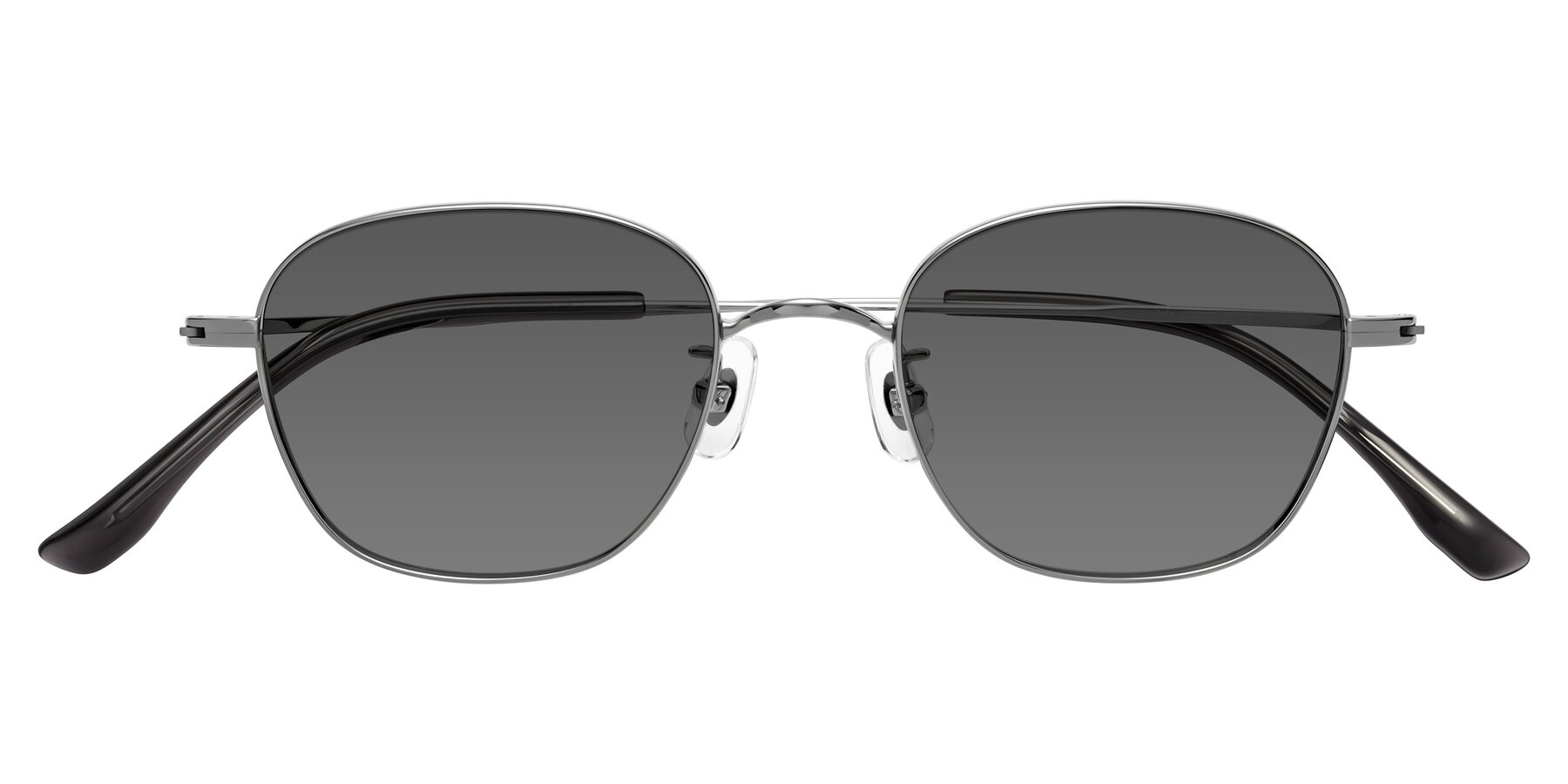 Folded Front of Jelo in Silver with Medium Gray Tinted Lenses