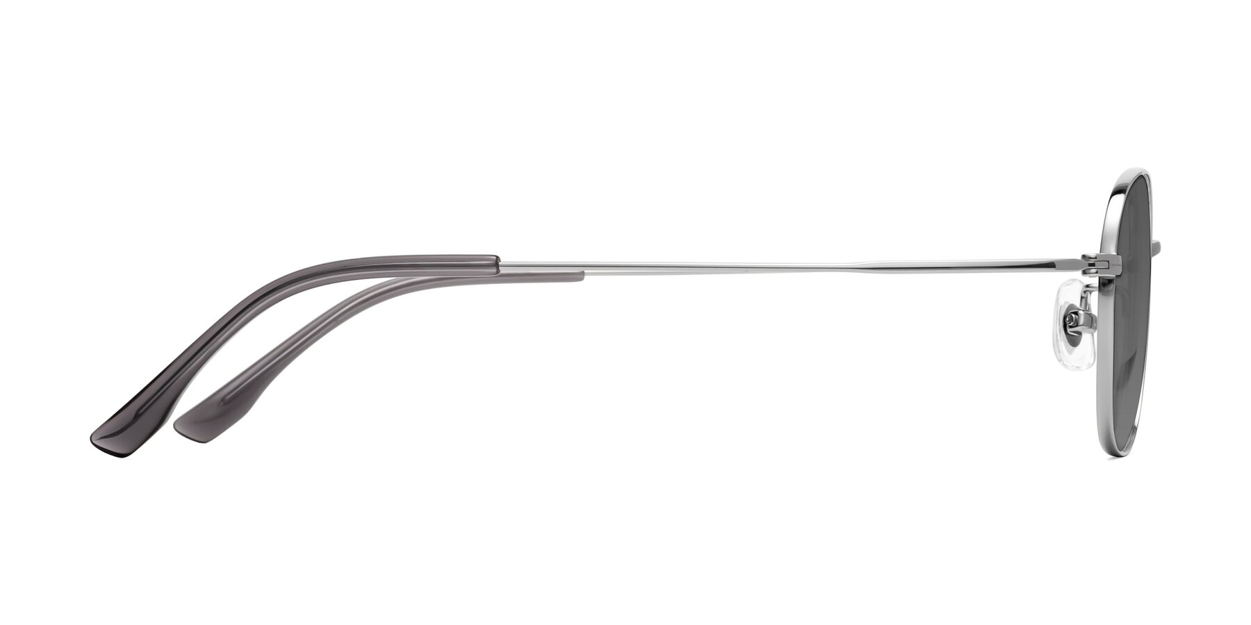 Side of Jelo in Silver with Medium Gray Tinted Lenses
