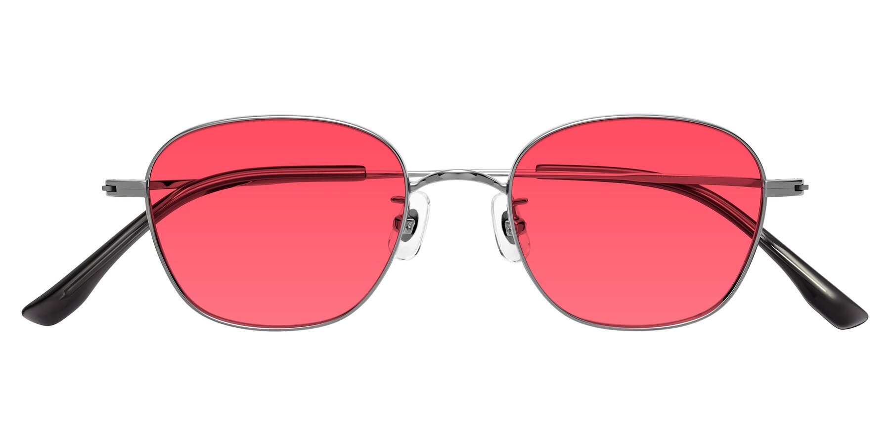 Folded Front of Jelo in Silver with Red Tinted Lenses