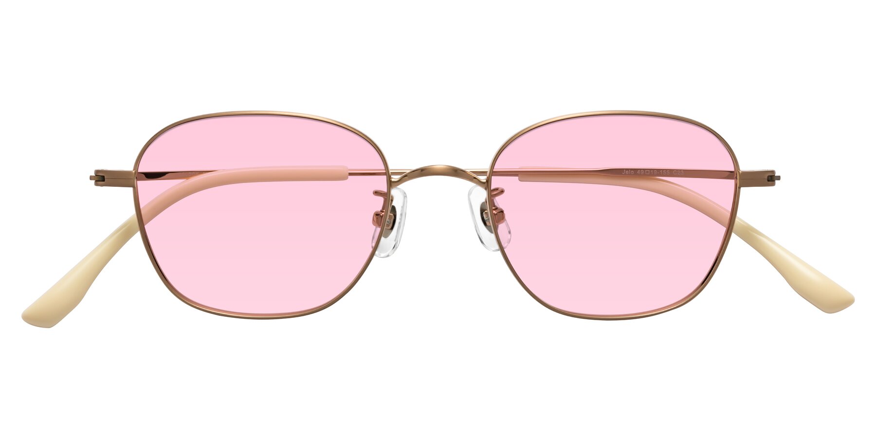 Folded Front of Jelo in Bronze with Light Pink Tinted Lenses