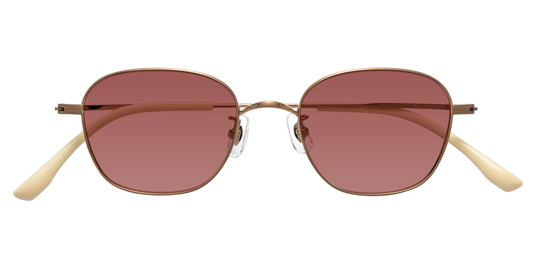 Folded Front of Jelo in Bronze with Garnet Tinted Lenses