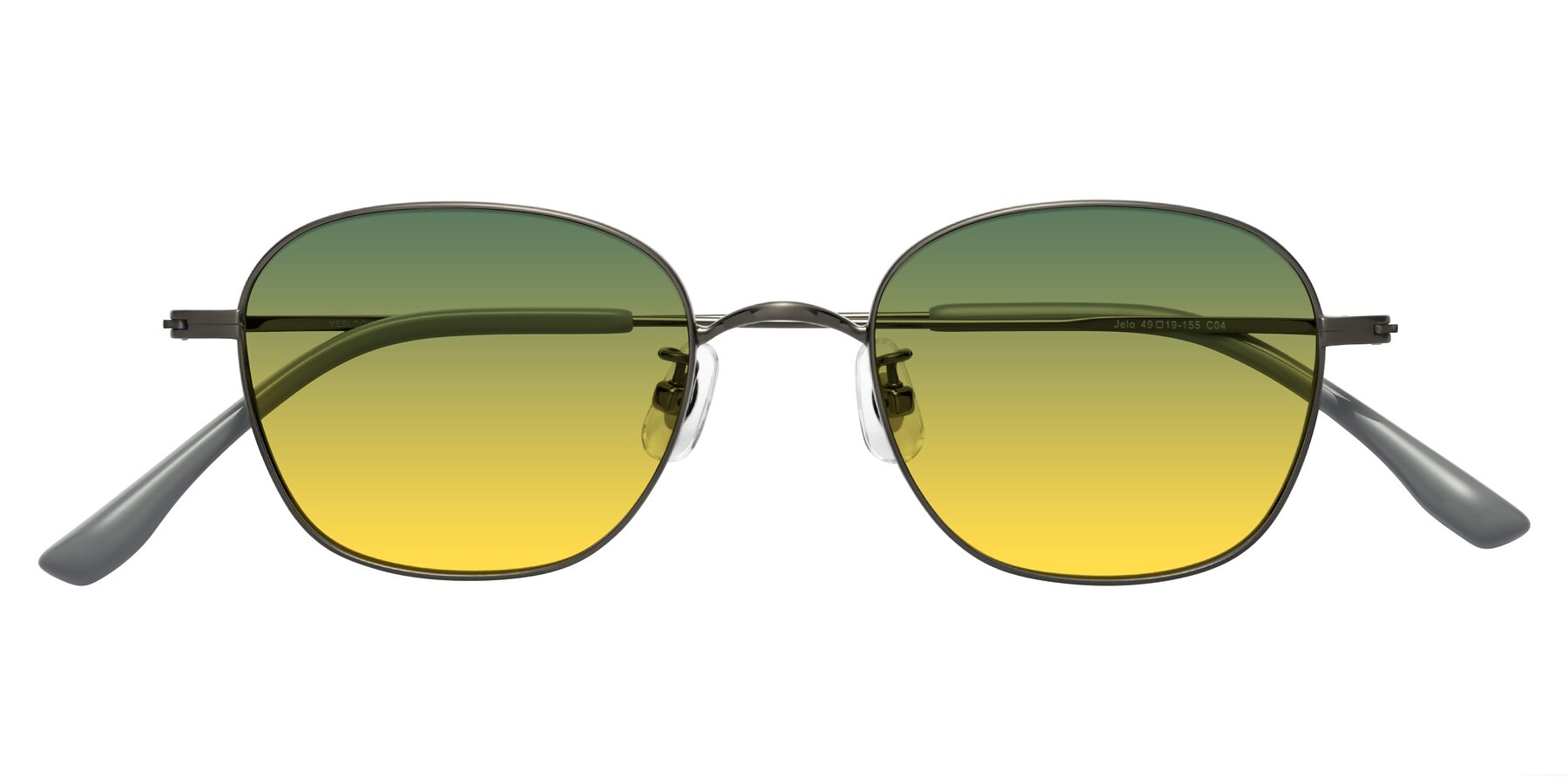 Folded Front of Jelo in Gunmetal with Green / Yellow Gradient Lenses