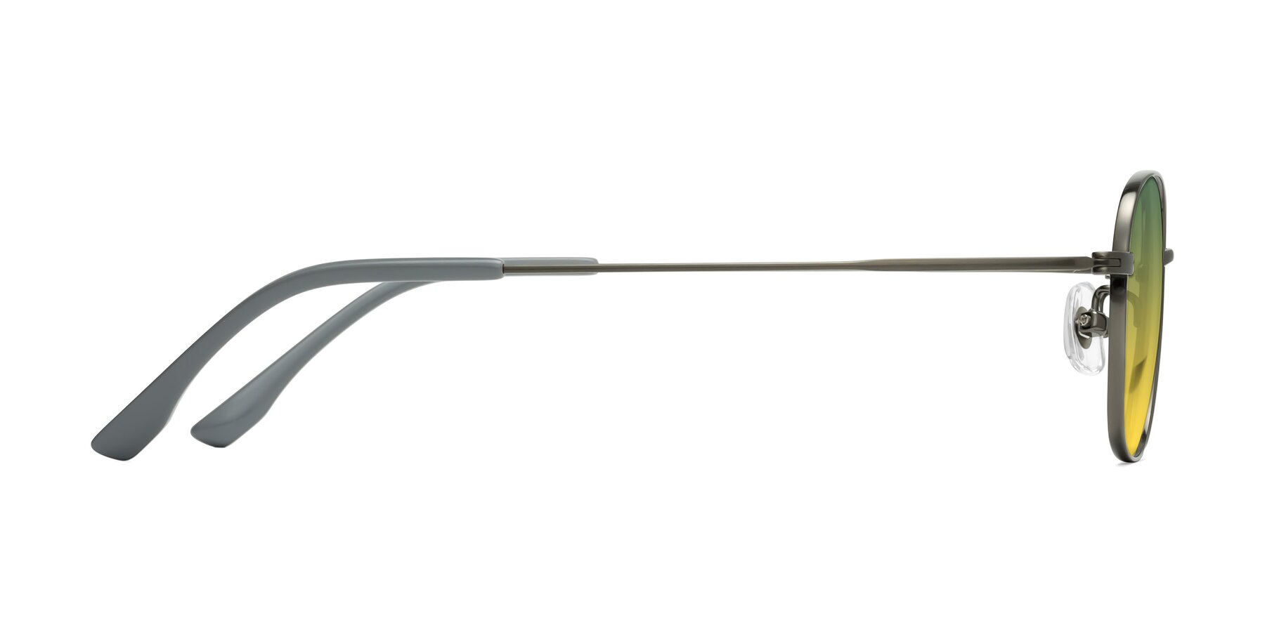 Side of Jelo in Gunmetal with Green / Yellow Gradient Lenses