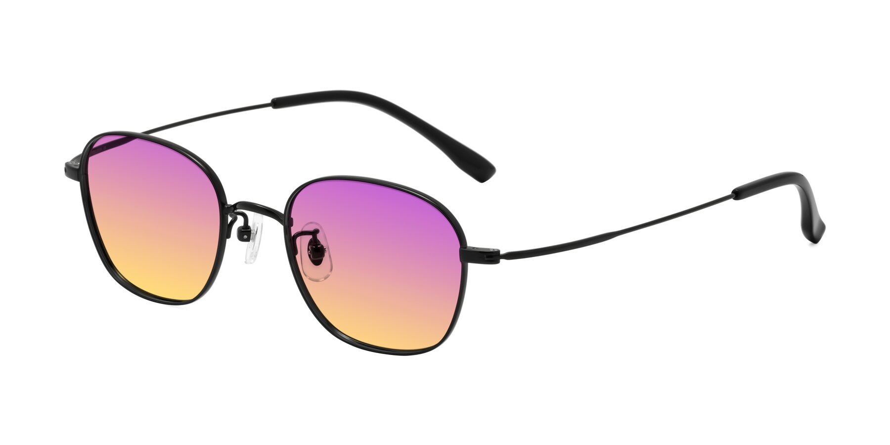 Angle of Jelo in Black with Purple / Yellow Gradient Lenses