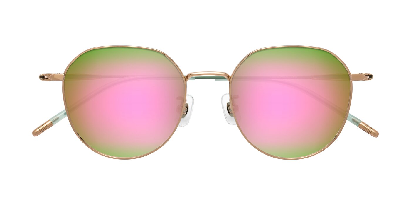 Latiff - Rose Gold/Teal Flash Mirrored Sunglasses