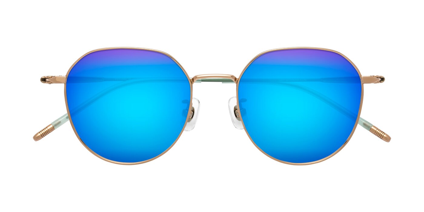 Latiff - Rose Gold/Teal Flash Mirrored Sunglasses