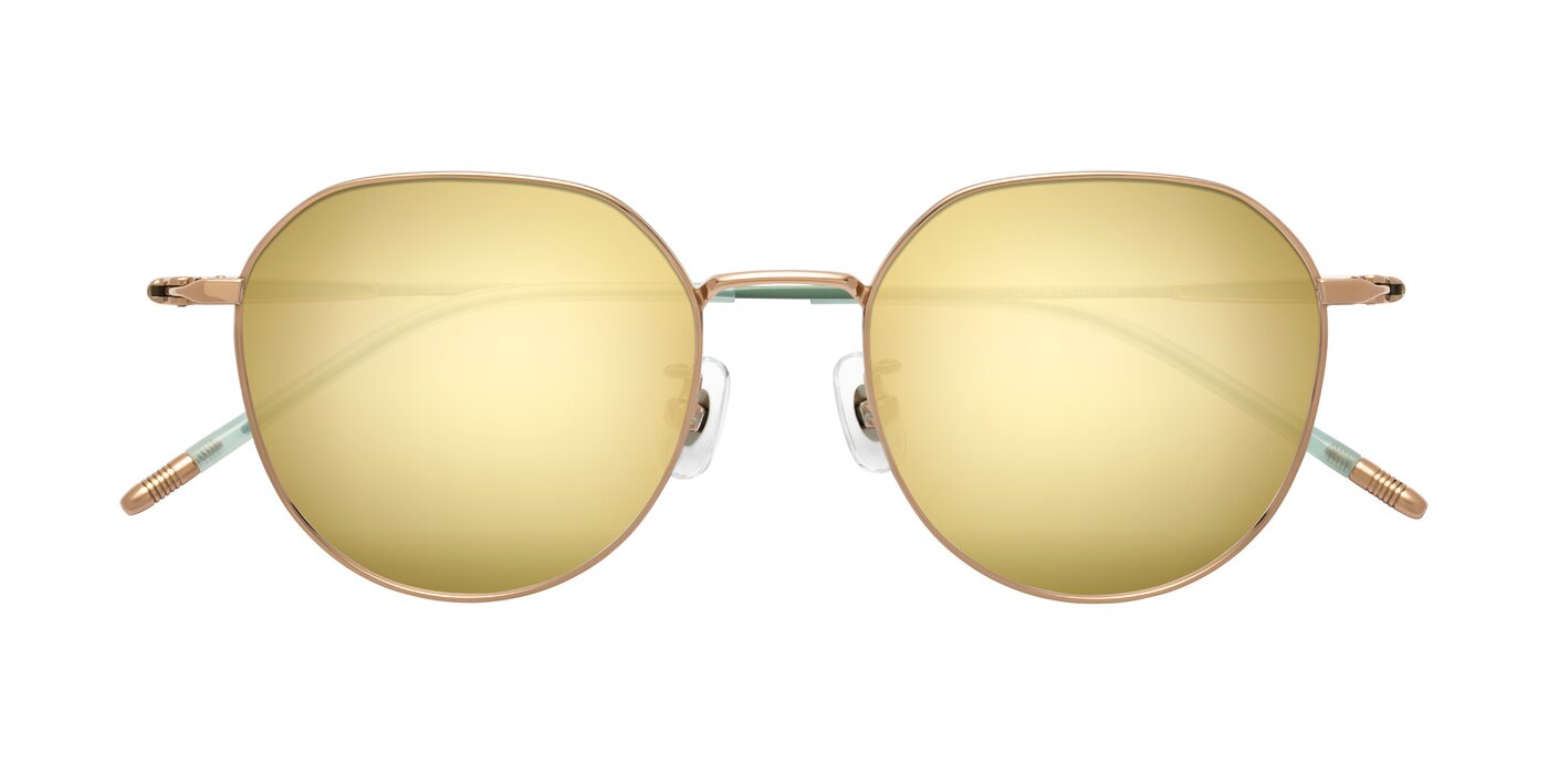 Latiff - Rose Gold / Teal Flash Mirrored Sunglasses