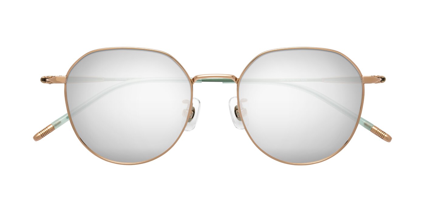 Latiff - Rose Gold/Teal Flash Mirrored Sunglasses