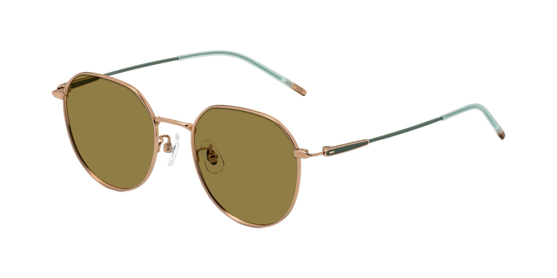 Angle of Latiff in Rose Gold-Teal with Brown Polarized Lenses
