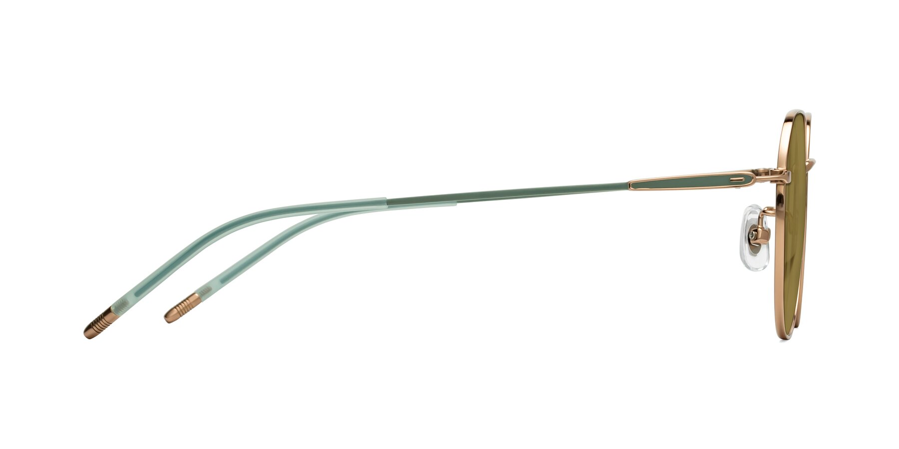 Side of Latiff in Rose Gold-Teal with Brown Polarized Lenses