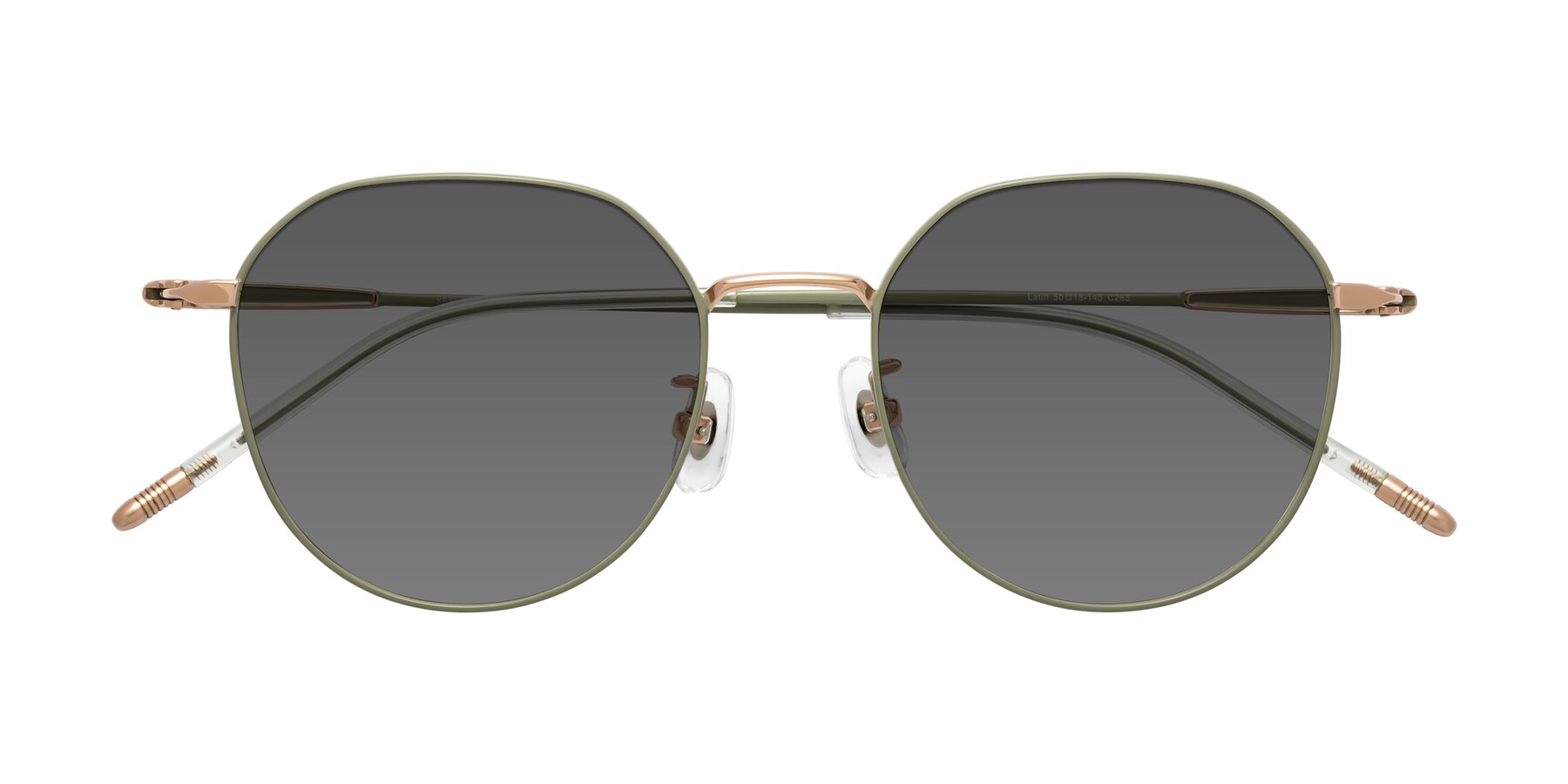 Folded Front of Latiff in Dusty Olive with Medium Gray Tinted Lenses