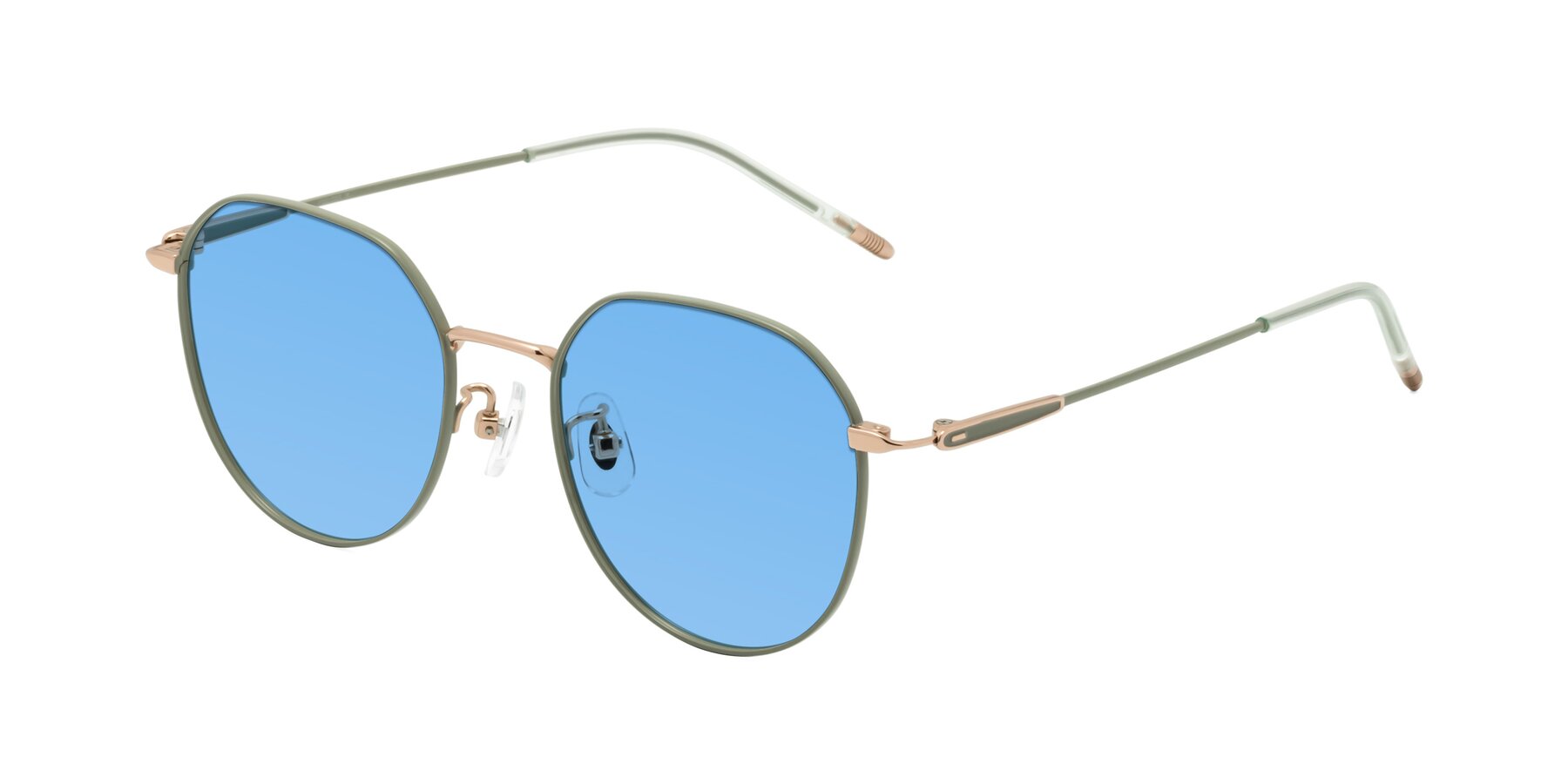 Angle of Latiff in Dusty Olive with Medium Blue Tinted Lenses