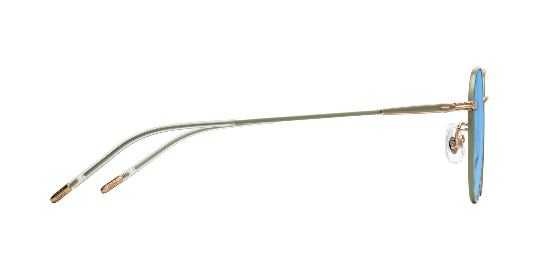 Side of Latiff in Dusty Olive with Medium Blue Tinted Lenses