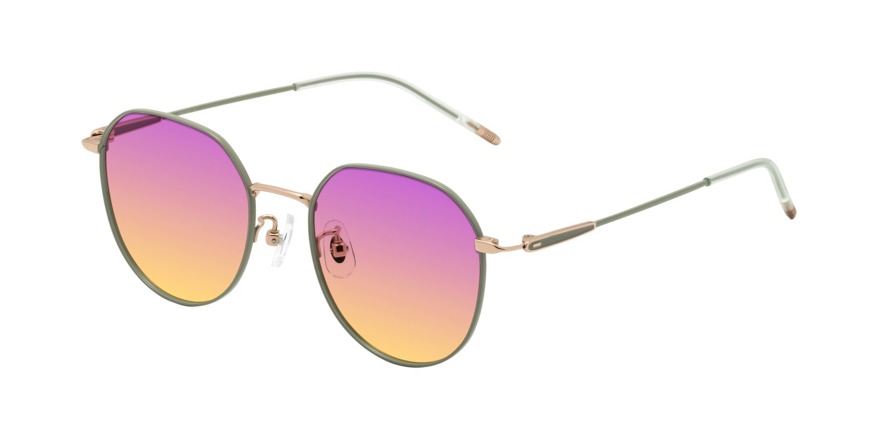 Angle of Latiff in Dusty Olive with Purple / Yellow Gradient Lenses