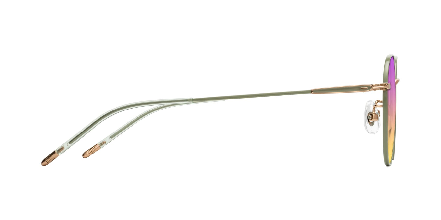 Side of Latiff in Dusty Olive with Purple / Yellow Gradient Lenses