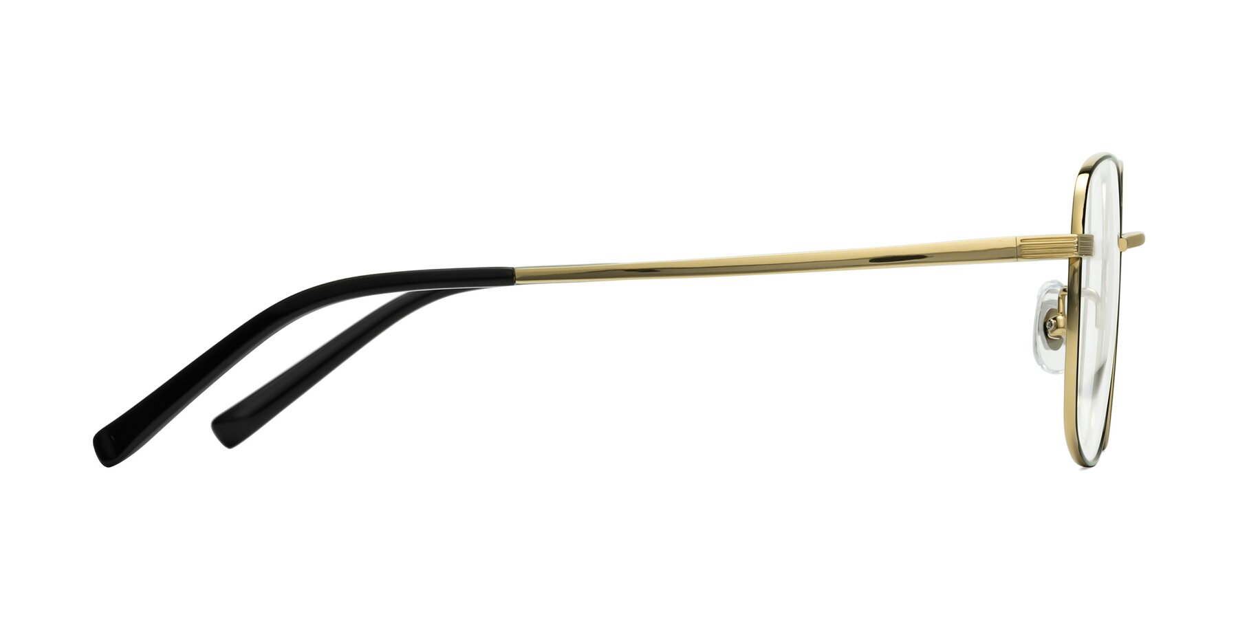 Side of Newman in Black-Gold with Clear Blue Light Blocking Lenses