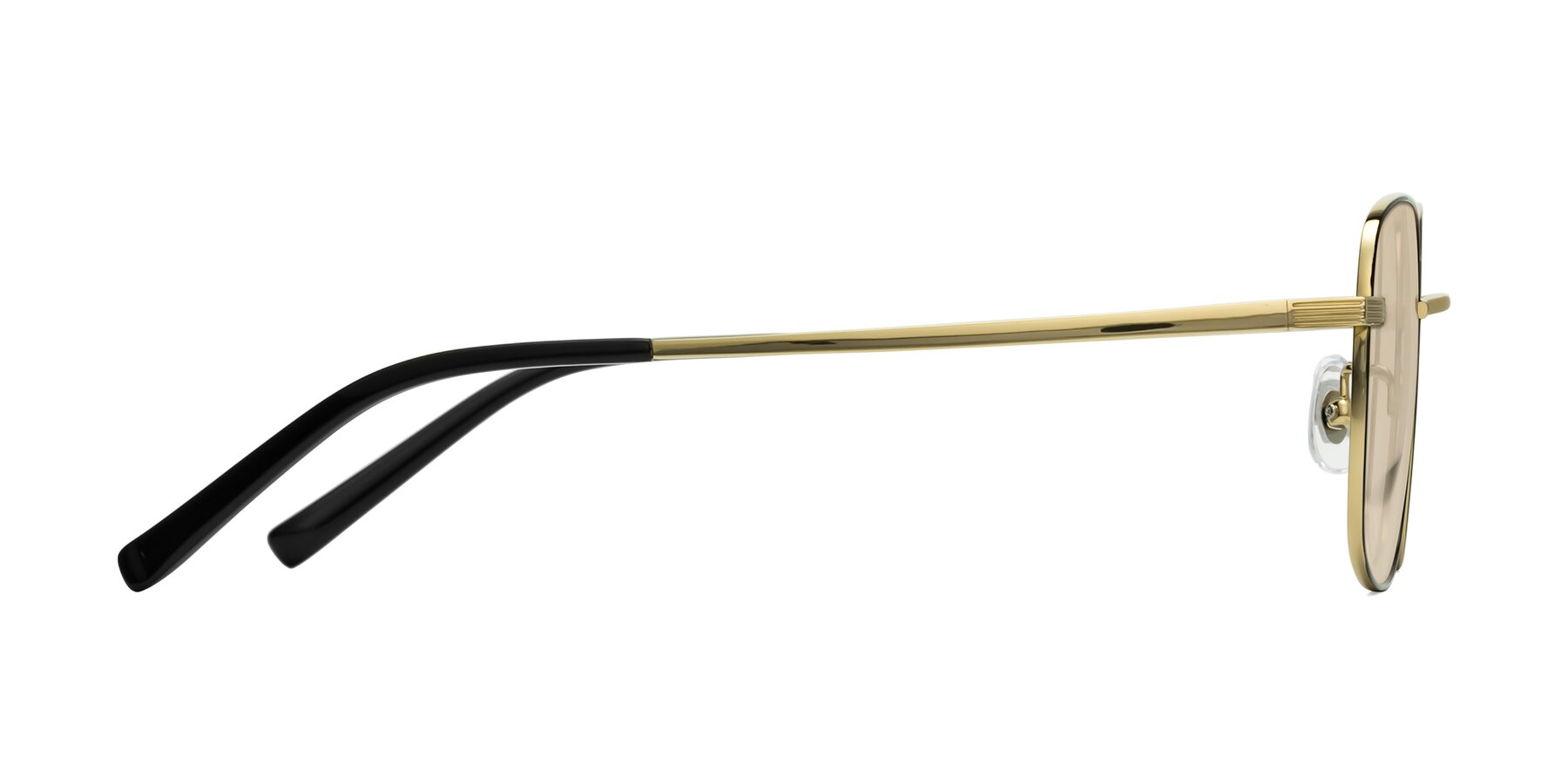 Side of Newman in Black-Gold with Light Brown Tinted Lenses