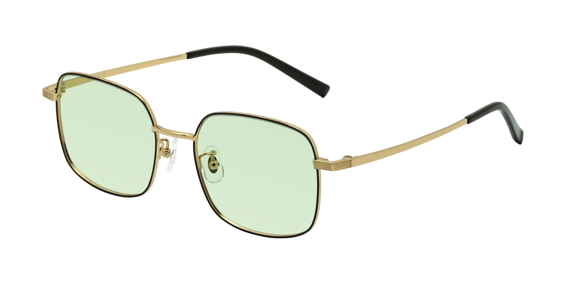 Angle of Newman in Black-Gold with Light Green Tinted Lenses