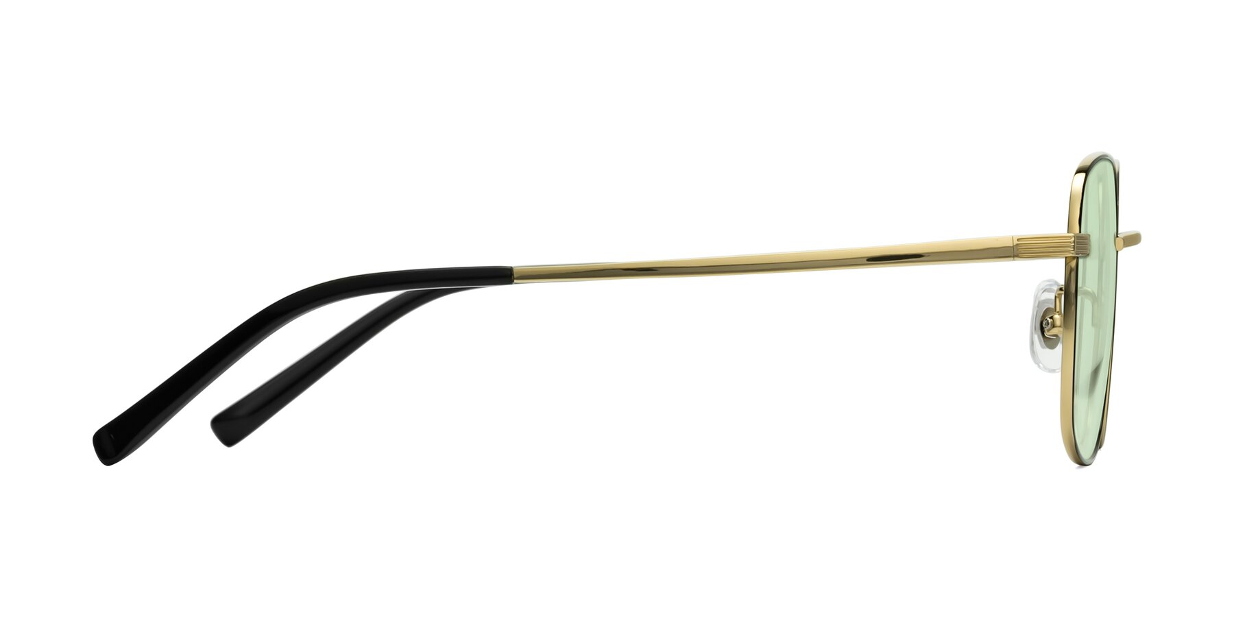 Side of Newman in Black-Gold with Light Green Tinted Lenses