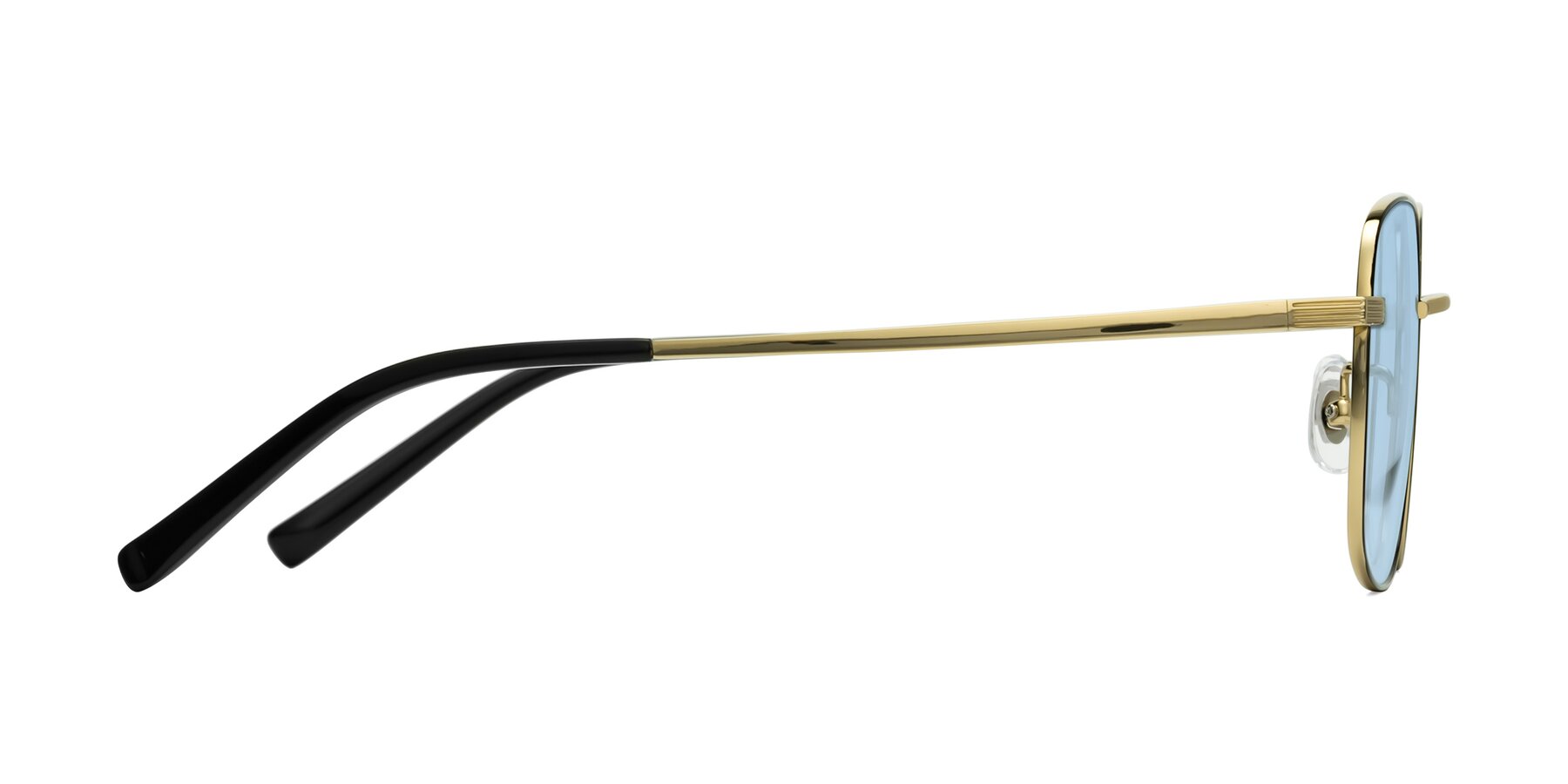 Side of Newman in Black-Gold with Light Blue Tinted Lenses