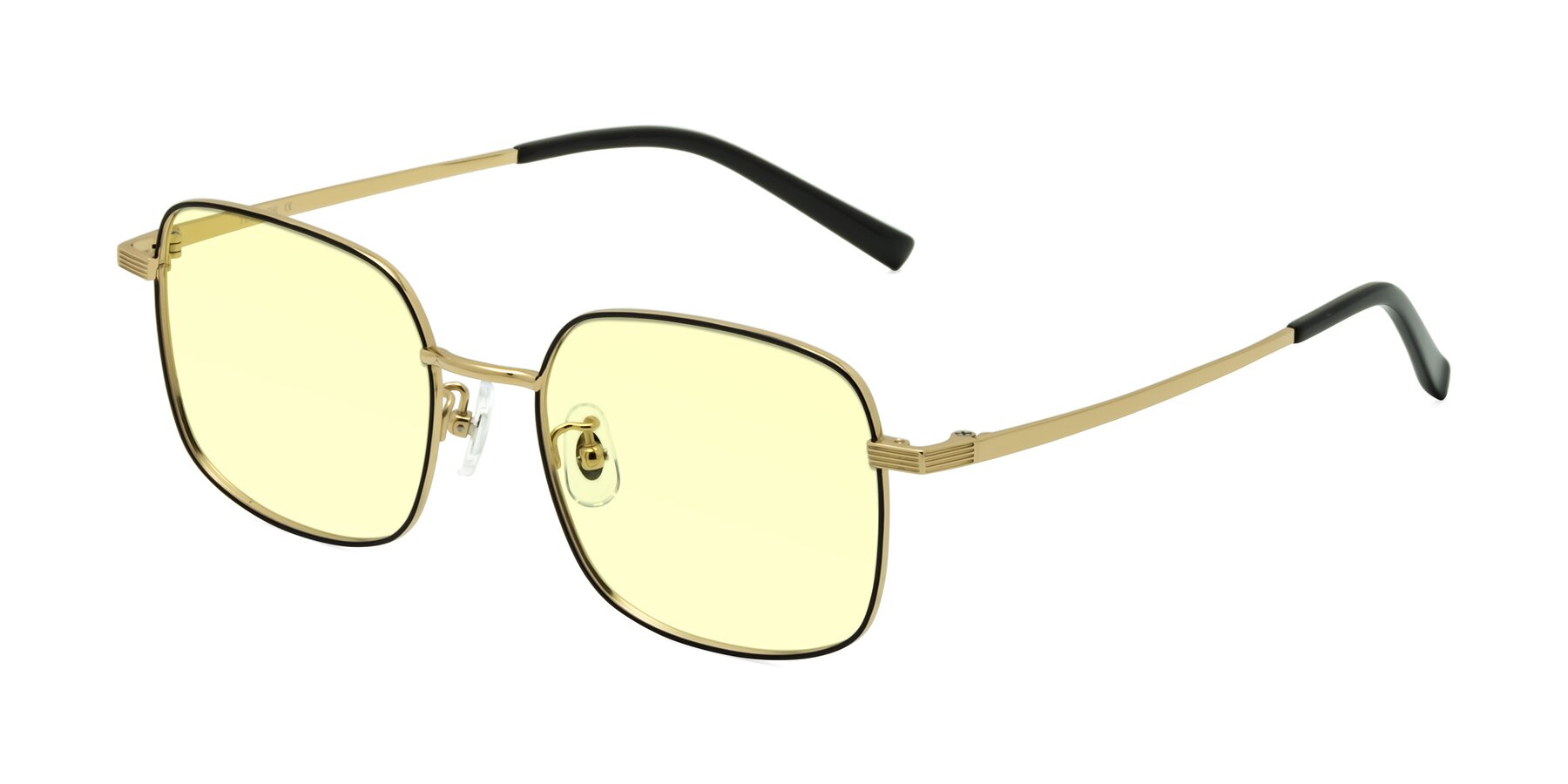 Angle of Newman in Black-Gold with Light Yellow Tinted Lenses