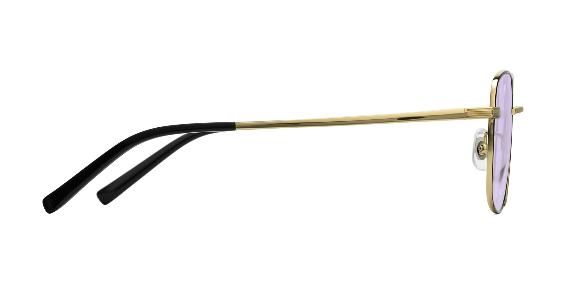 Side of Newman in Black-Gold with Light Purple Tinted Lenses