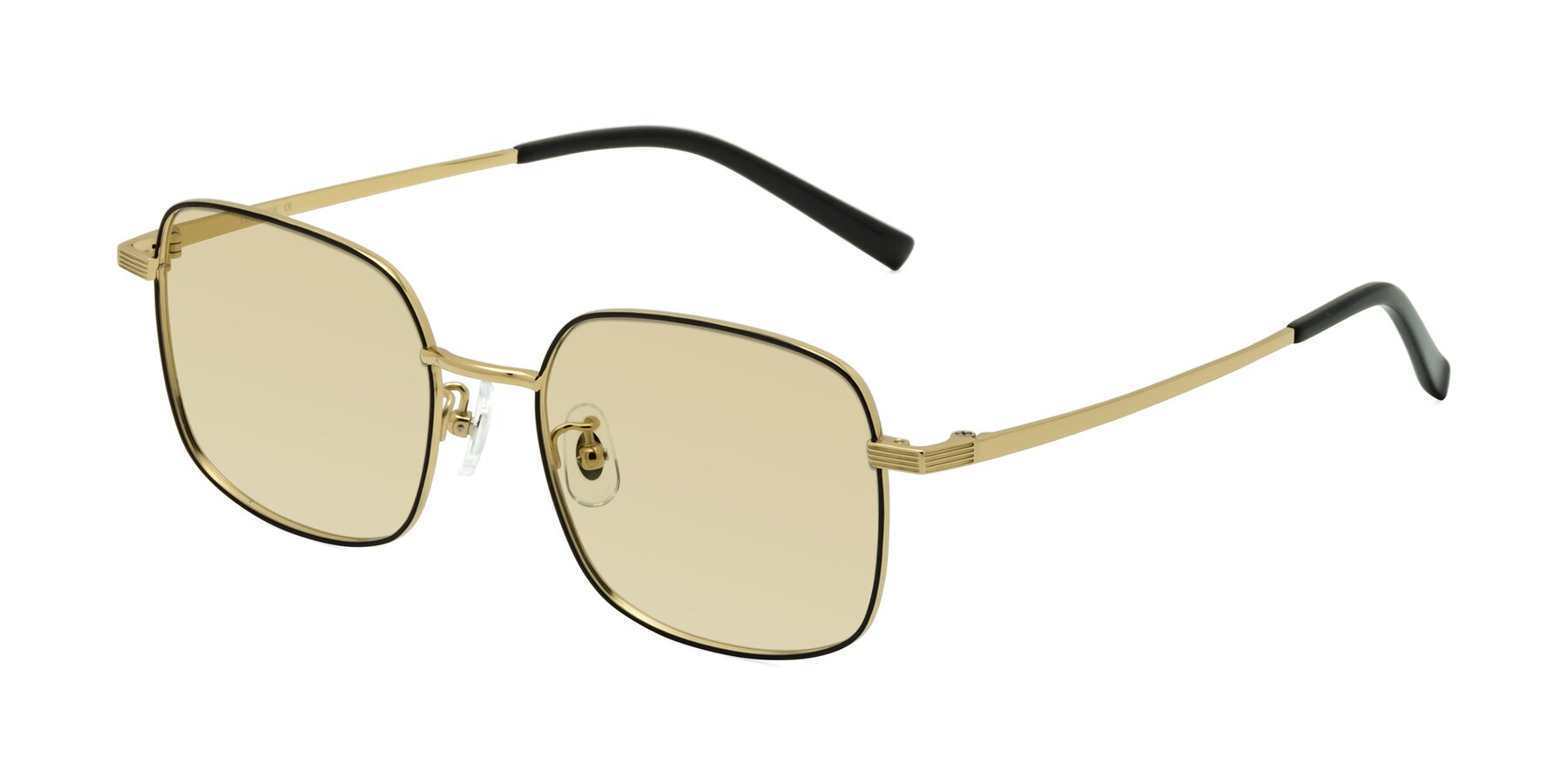 Angle of Newman in Black-Gold with Light Champagne Tinted Lenses
