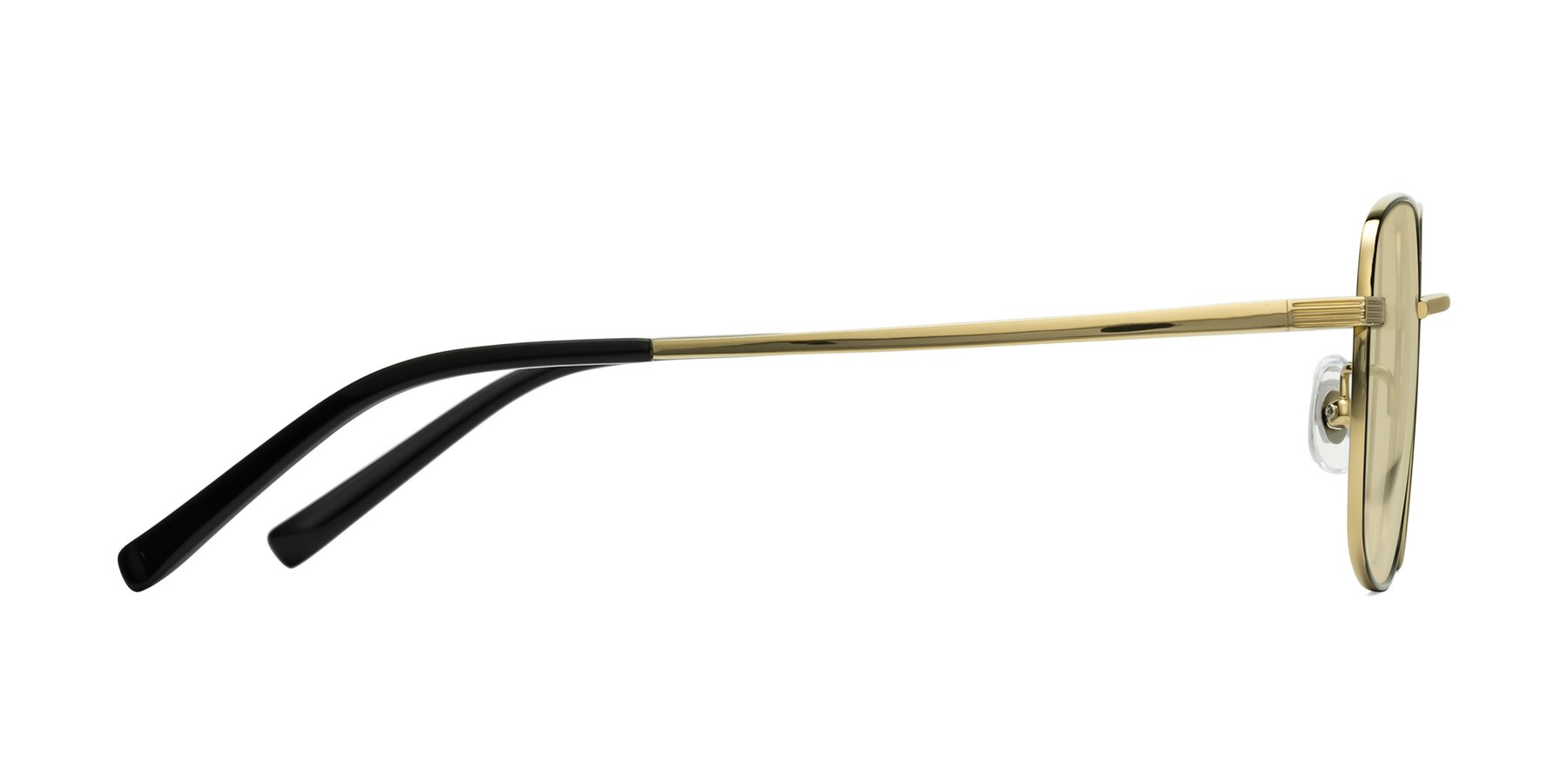 Side of Newman in Black-Gold with Light Champagne Tinted Lenses