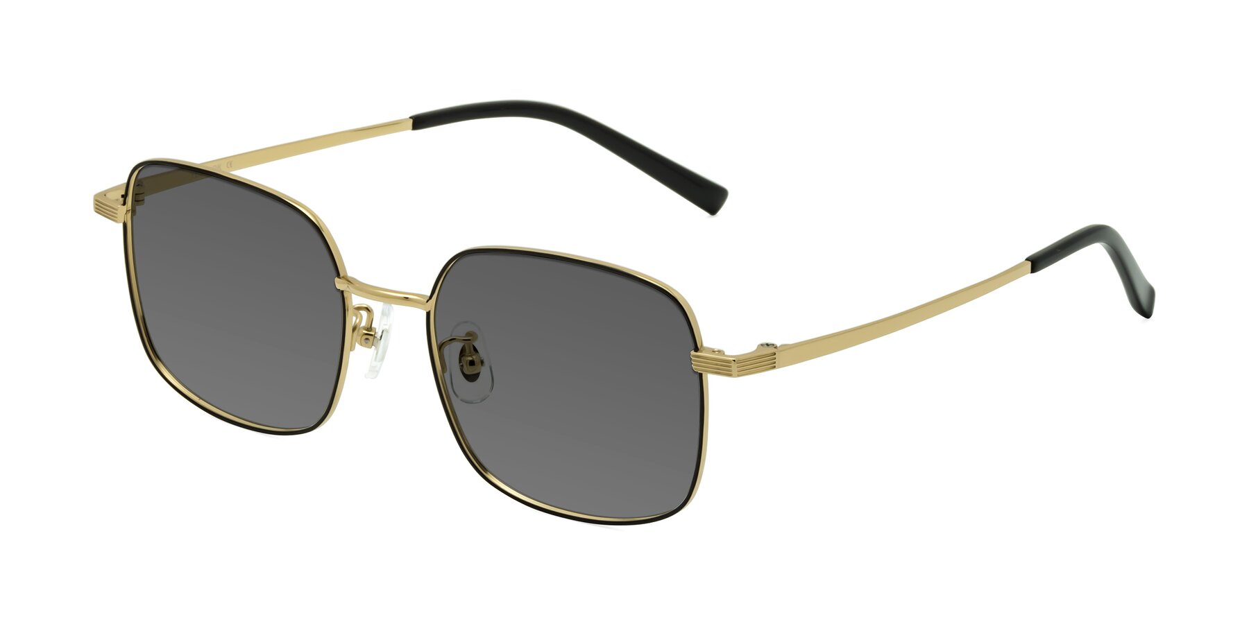 Angle of Newman in Black-Gold with Medium Gray Tinted Lenses